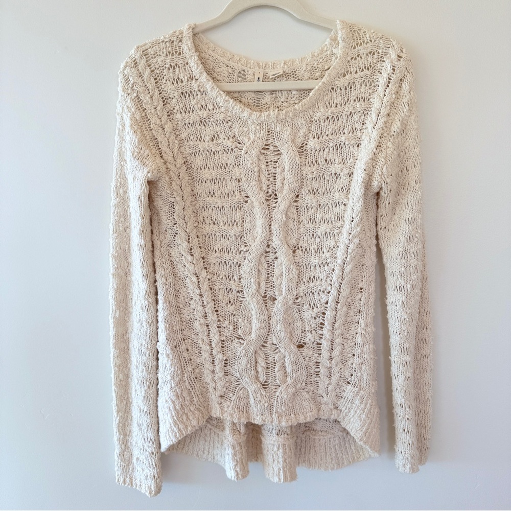 Anthropologie Moth Cream Open Cable Knit Sweater Womens XS - Picture 2 of 10